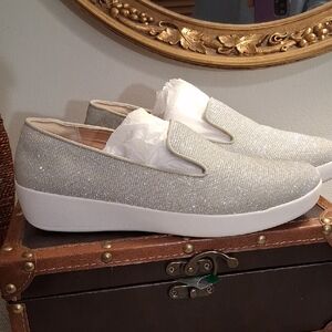 Fitflop Silver Glitter Loafers